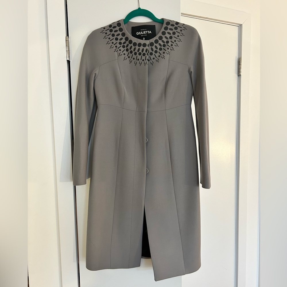 NWT Giulietta grey wool fitted jacket coat Size 40, Barneys New York
